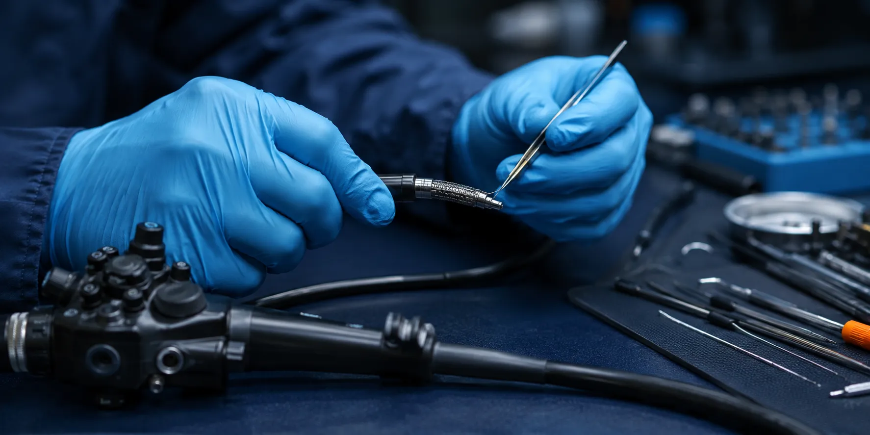 Technician repairing bending section